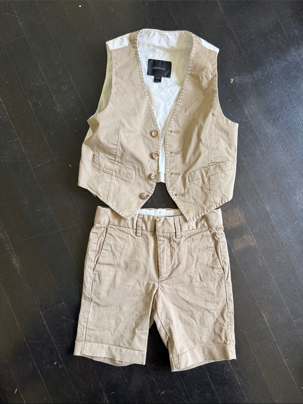 J. Crew / crew cuts ludlow Tan chino khaki Vest and Shorts suit